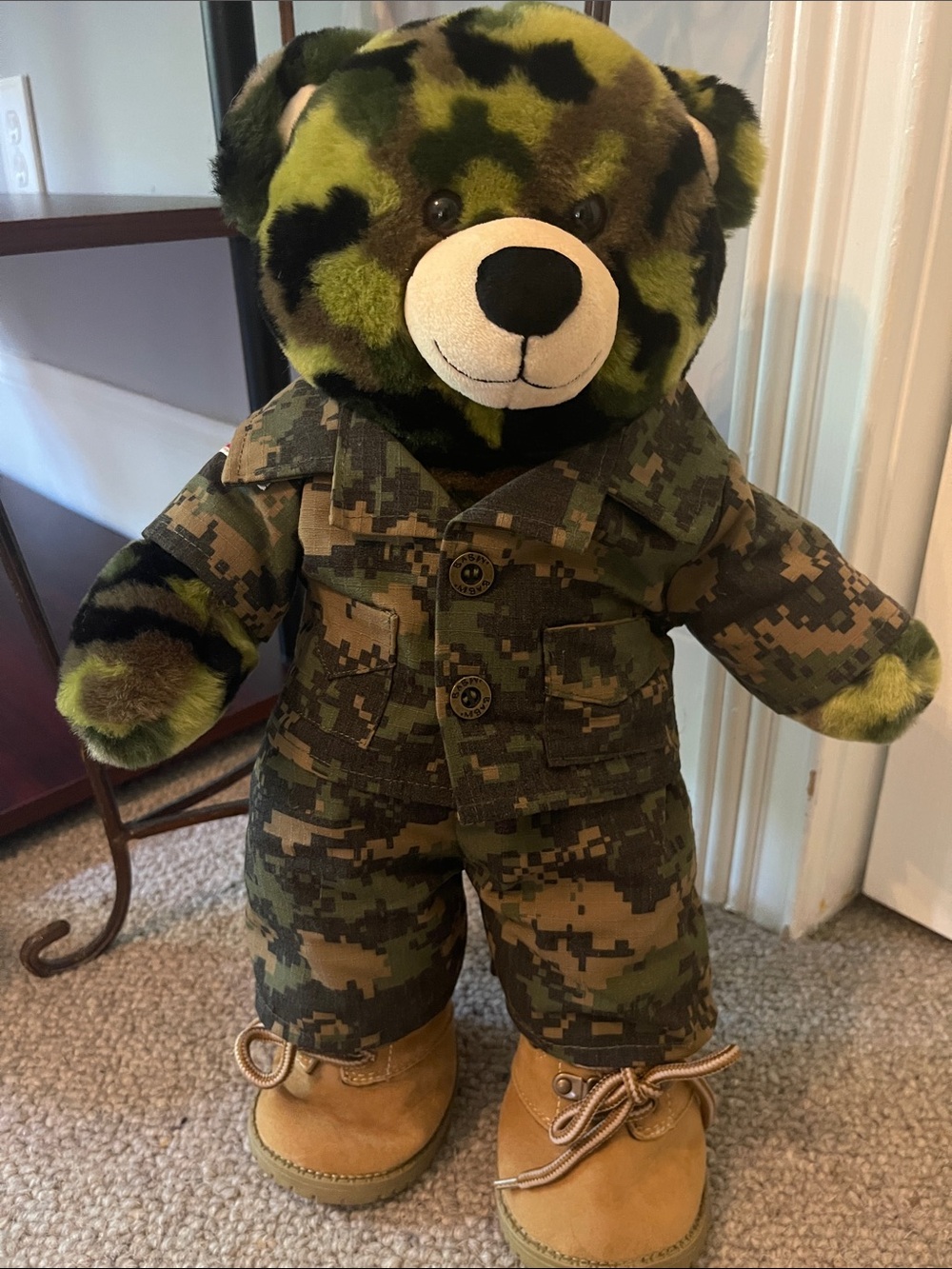 Build-A-Bear Green Camouflage Military Teddy